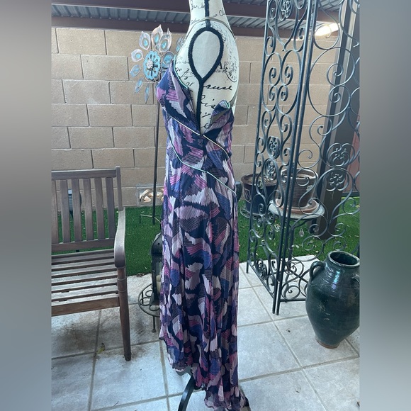 Diesel 100% Silk Fregius Vestito High Low Handkerchief Maxi Dress Sz XS - Picture 6 of 16